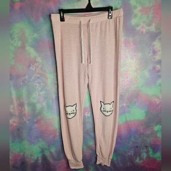 Bluenotes Women's Pink Lounge Sleep Pants Cat Knee Patches Size XL - Picture 3 of 13